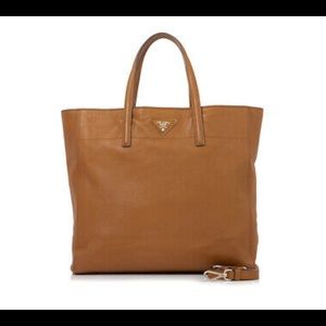 SOLD-****Prada Soft Saffiano Leather Tote- Caramel